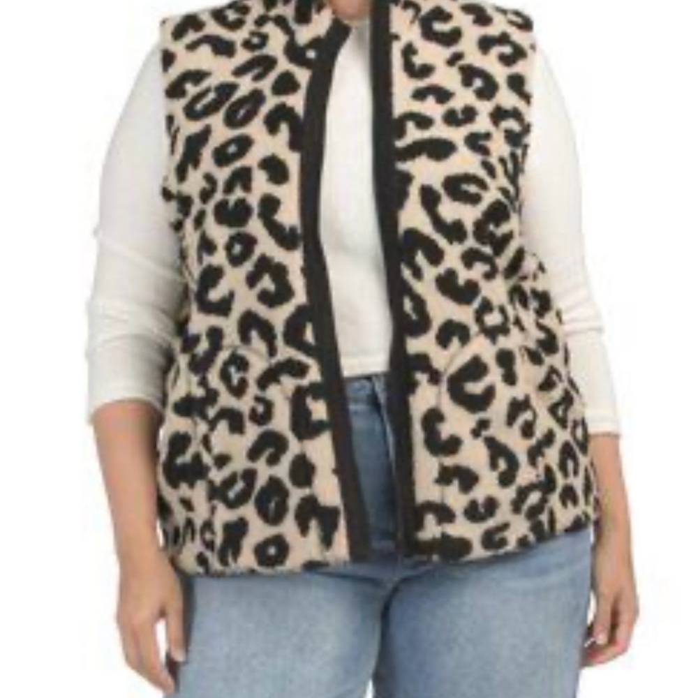 Leopard Print Fleece Vest NWT